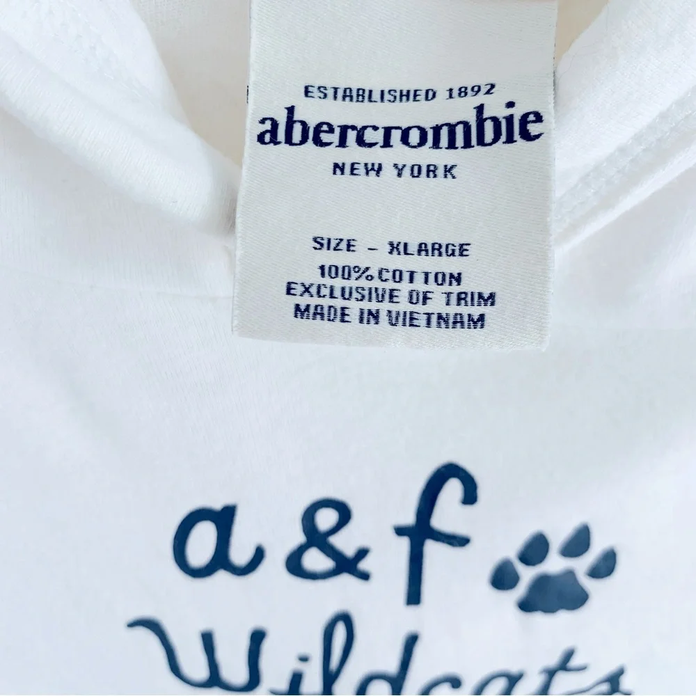 Abercrombie and Fitch Girl White Wildcat Cotton Sweatshirt Hoodie A&F - Picture 3 of 5